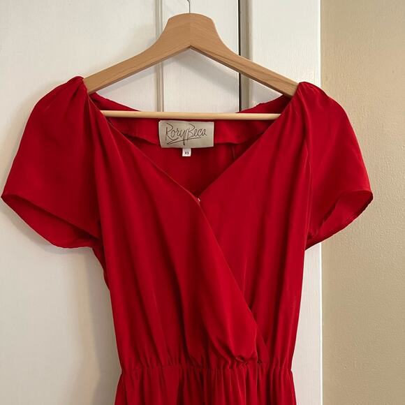 Rory Beca dress faux wrap red mini 100% silk - Picture 4 of 10